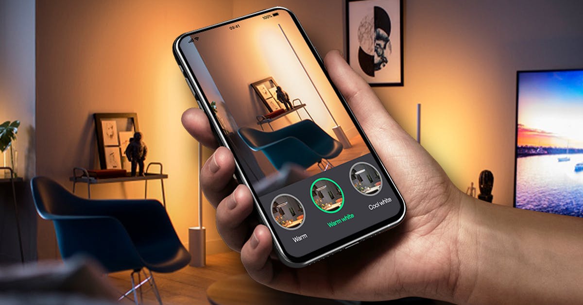 Point the phone at the area you want to light, and LightFinder shows you the look cast by different bulbs. (Photo credit: Image courtesy of Signify.)