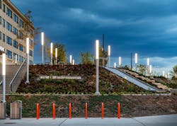 Luminis’ Lumistik LED luminaires provide a friendly glow that enables visual acuity for park occupants and pedestrians in Newark’s Mulberry Commons Park. (Photo credit: Image by photographer Barrett Doherty via Luminis.) Luminis’ Lumistik LED luminaires provide a friendly glow that enables visual acuity for park occupants and pedestrians in Newark’s Mulberry Commons Park. (Photo credit: Image by photographer Barrett Doherty via Luminis.)