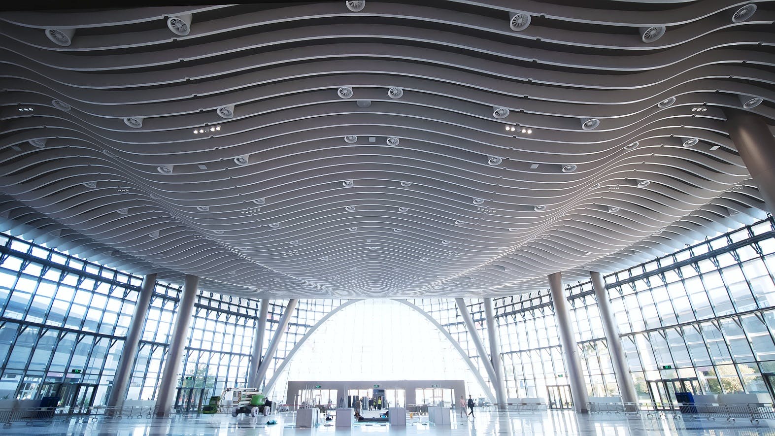 Shown are just some of the Osram luminaires at the Shenzhen World Exhibition Center, which makes considerable use of natural light as well as artificial. (Photo credit: Image courtesy of Osram.)