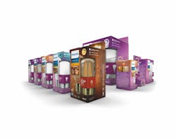 In this new line of packaging boxes for Signify’s Philips bulbs, the openings are nothing but air, yet they are sturdy, Signify said. (Photo credit: Image courtesy of Signify.) In this new line of packaging boxes for Signify’s Philips bulbs, the openings are nothing but air, yet they are sturdy, Signify said. (Photo credit: Image courtesy of Signify.)