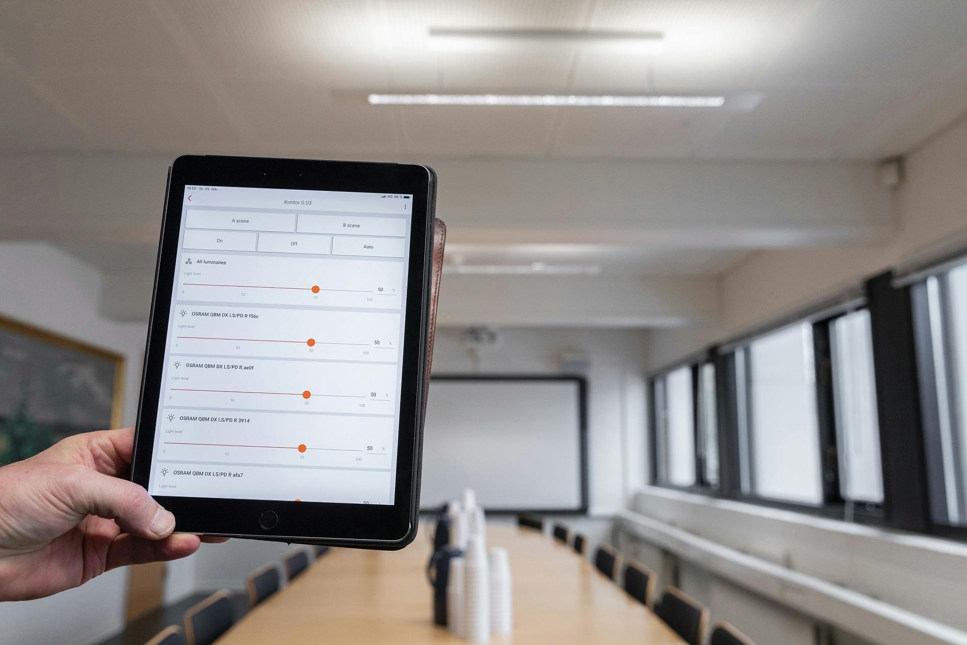Osram&rsquo;s HubSense aids in commissioning a connected lighting project in a Danish office building, relying on Bluetooth Mesh for wireless programming and control of LED luminaires. (Photo credit: Image courtesy of Osram.)
