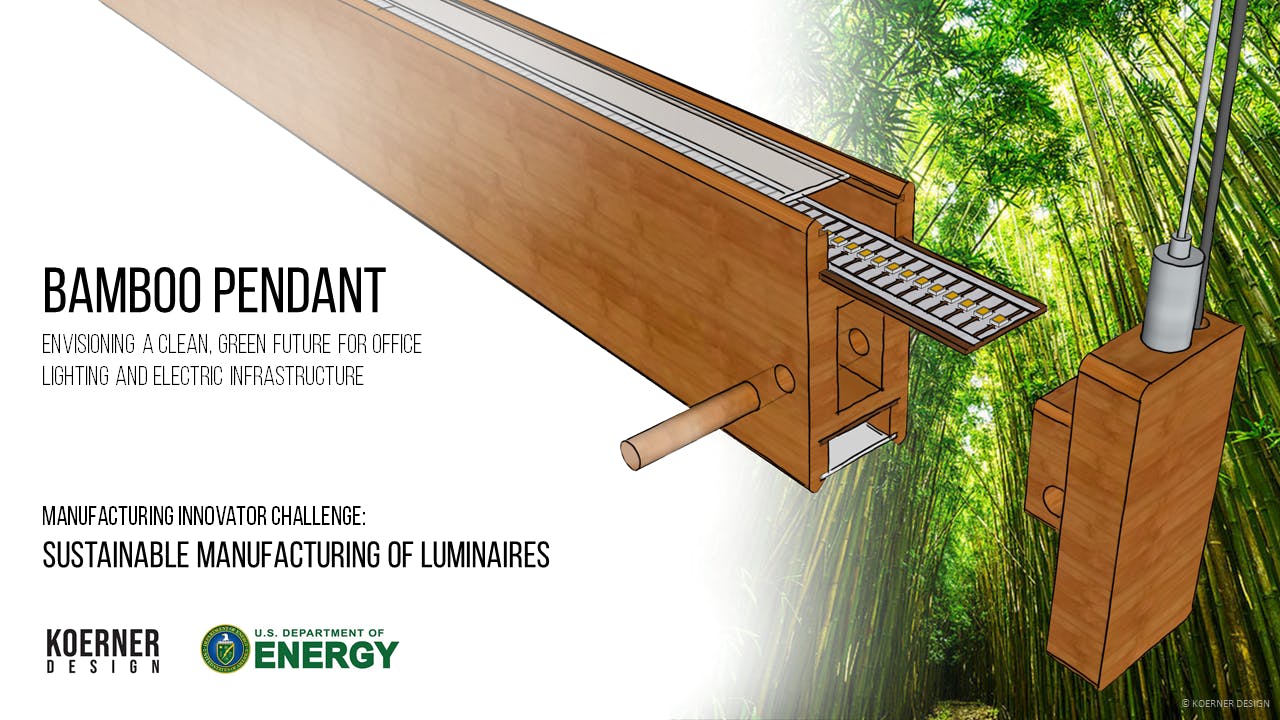 The Bamboo Pendant designed by Brad Koerner of Koerner Designs has won the US Department of Energy's Manufacturing Innovator Challenge for Sustainable Manufacturing of Luminaires. (Image credit: Illustration courtesy of Lucept.com, Koerner Design.)