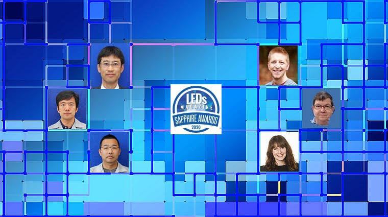 Image credits: LEDs Magazine Sapphire Awards logo courtesy of Endeavor Business Media. Background image by Gerd Altmann via Pixabay; under under free license for commercial or noncommercial purposes. Illumineer finalists' photos provided by Nichia Corporation, Heliospectra AB, and Cree Lighting.