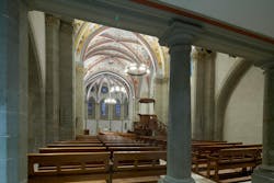 Serene Swiss church is modernized with smart LED lighting and wireless controls while respecting the historic architectural details. (Photo credit: Image courtesy of Tridonic; photography by Thomas Mayer.) Serene Swiss church is modernized with smart LED lighting and wireless controls while respecting the historic architectural details. (Photo credit: Image courtesy of Tridonic; photography by Thomas Mayer.)