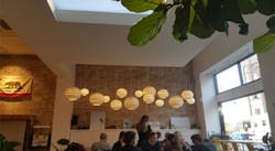 The LED lighting project at a California-themed restaurant in Denmark features CoeLux luminaires enabled with spatial tuning to mimic California daylight transitions. The LED lighting project at a California-themed restaurant in Denmark features CoeLux luminaires enabled with spatial tuning to mimic California daylight transitions.