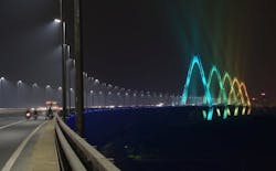 Philips architectural lighting turns modern Hanoi bridge into a colorful LED light display Philips architectural lighting turns modern Hanoi bridge into a colorful LED light display