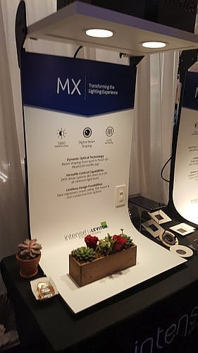 Intense shows LED downlight with liquid-crystal lens at LEDucation