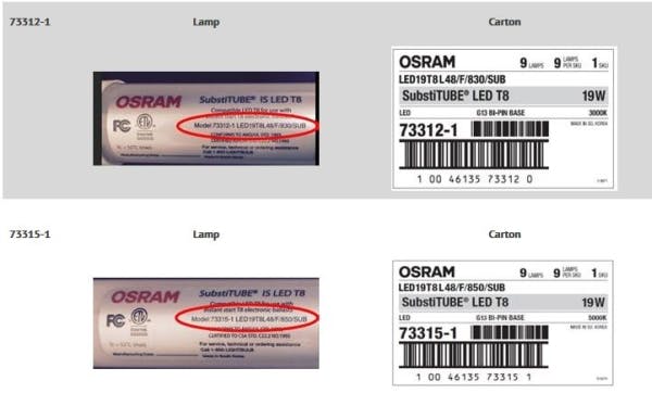 Osram Sylvania recalls LED T8 tubes for potential burn hazard