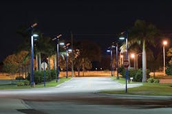 Commercial solar outdoor LED lighting communicates a renewable story Commercial solar outdoor LED lighting communicates a renewable story