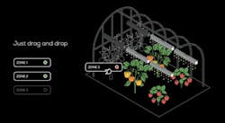 FIG. 1. An AI-backed software platform with a user-friendly interface allows greenhouse growers to diversify production with easily configurable lighting zones. FIG. 1. An AI-backed software platform with a user-friendly interface allows greenhouse growers to diversify production with easily configurable lighting zones.