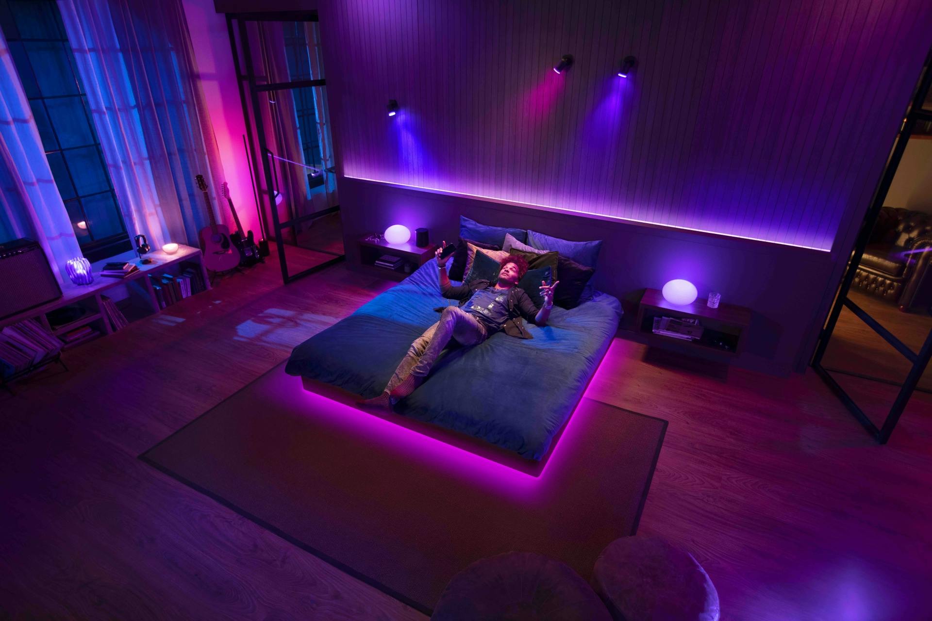 It won&rsquo;t make the bed levitate, but the latest addition to the Hue app will synch up the lights and the music like never before. (Photo credit: Image courtesy of Signify.)