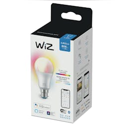 Signify is stepping up marketing of its expanded Wi-Fi-based WiZ smart lighting line as it targets the mass market with “no hub needed” bulbs (check out the lower right-hand corner) such as this color 60W equivalent, which are lower-priced than their Hue counterparts. (Photo credit: Image courtesy of Signify.) Signify is stepping up marketing of its expanded Wi-Fi-based WiZ smart lighting line as it targets the mass market with “no hub needed” bulbs (check out the lower right-hand corner) such as this color 60W equivalent, which are lower-priced than their Hue counterparts. (Photo credit: Image courtesy of Signify.)