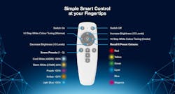 This remote control supports all the rudimentary smart features that you might want in your home lighting like colors, temperatures, brightness — no hub required. Some of the fancier stuff requires an app, but still flies hub-less. (Photo credit: Image courtesy of Aurora Lighting.) This remote control supports all the rudimentary smart features that you might want in your home lighting like colors, temperatures, brightness — no hub required. Some of the fancier stuff requires an app, but still flies hub-less. (Photo credit: Image courtesy of Aurora Lighting.)