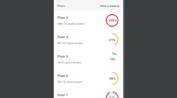 Signify has added features to its lighting-based Interact Office software that will help employees find office areas that are less crowded than others. (Photo credit: Image courtesy of Signify.)