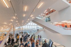 More than 1000 tunable white luminaires use eldoLED’s DALI-2 DT8 compliant driver technology at the multifunctional commercial complex Forum Groningen in the Netherlands. (Photo credit: Image courtesy of Forum Groningen.) More than 1000 tunable white luminaires use eldoLED’s DALI-2 DT8 compliant driver technology at the multifunctional commercial complex Forum Groningen in the Netherlands. (Photo credit: Image courtesy of Forum Groningen.)