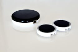 The larger of the three Oledcomm disks is the transmitter, designed to mount on a ceiling and attach to Ethernet cable. The smaller two are dongles, which attach to a laptop via USB cable, to deliver Li-Fi. (Photo credit: Image courtesy of Oledcomm.) The larger of the three Oledcomm disks is the transmitter, designed to mount on a ceiling and attach to Ethernet cable. The smaller two are dongles, which attach to a laptop via USB cable, to deliver Li-Fi. (Photo credit: Image courtesy of Oledcomm.)