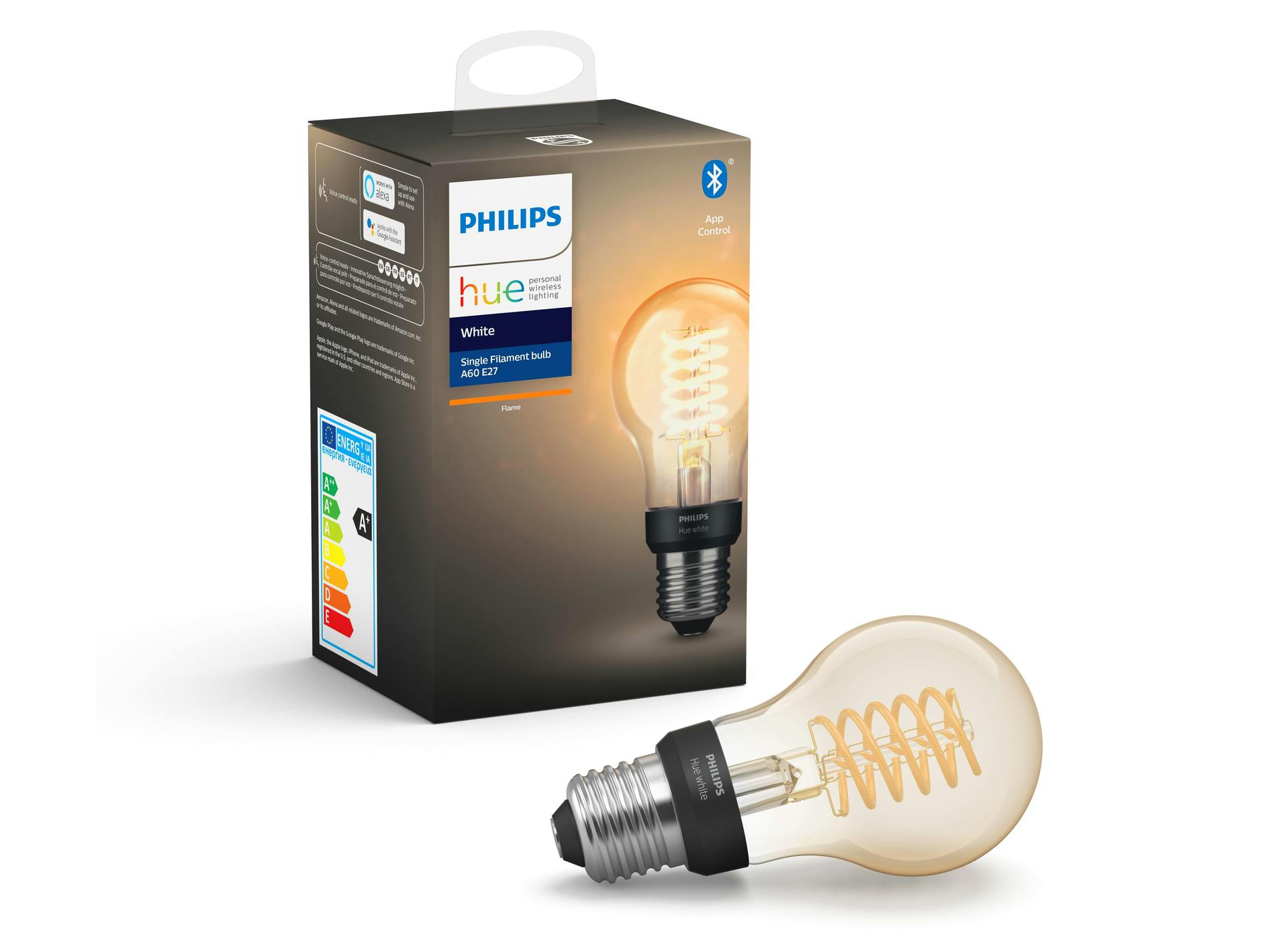 One of the three LED bulbs in Signify&rsquo;s new Hue filament collection is an E27 A60 for the European market. (Photo credit: Image courtesy of Signify.)