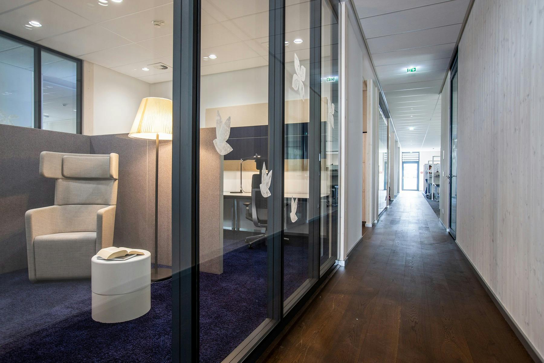 These LED lights at Roche are controlled by a PoE system. (Photo credit: Image courtesy of Signify.)