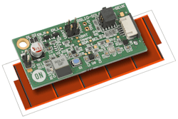 The ON Semiconductor multi-sensor platform design includes the company’s RSL10 BLE transceiver plus sensors, all powered by the red solar film (shown at top). The same transceiver is powered kinetically in the company’s design for a wireless light switch (seen below). (Photo credits: Images courtesy of ON Semiconductor.) The ON Semiconductor multi-sensor platform design includes the company’s RSL10 BLE transceiver plus sensors, all powered by the red solar film (shown at top). The same transceiver is powered kinetically in the company’s design for a wireless light switch (seen below). (Photo credits: Images courtesy of ON Semiconductor.)