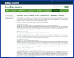 DOE announces SSL SBIR funding, new MYPP, and fact sheet DOE announces SSL SBIR funding, new MYPP, and fact sheet