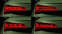 These are some of the different “signatures” available through Audi’s “digital OLED” tail light, with high light and dark contrasts. (Photo credit: Image courtesy of Audi MediaCenter.)
