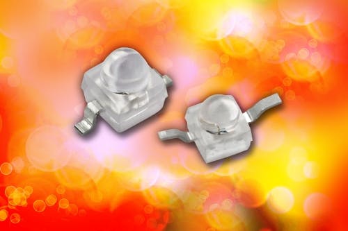 Vishay Intertechnology offers super red, red, amber, and yellow ultrabright SMD LEDs with dome lenses