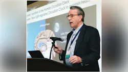 Moore-Ede will continue to have plenty to say about healthy lighting. He’s pictured here speaking at an LEDs Magazine’s Lighting for Health and Wellbeing Conference in 2017.