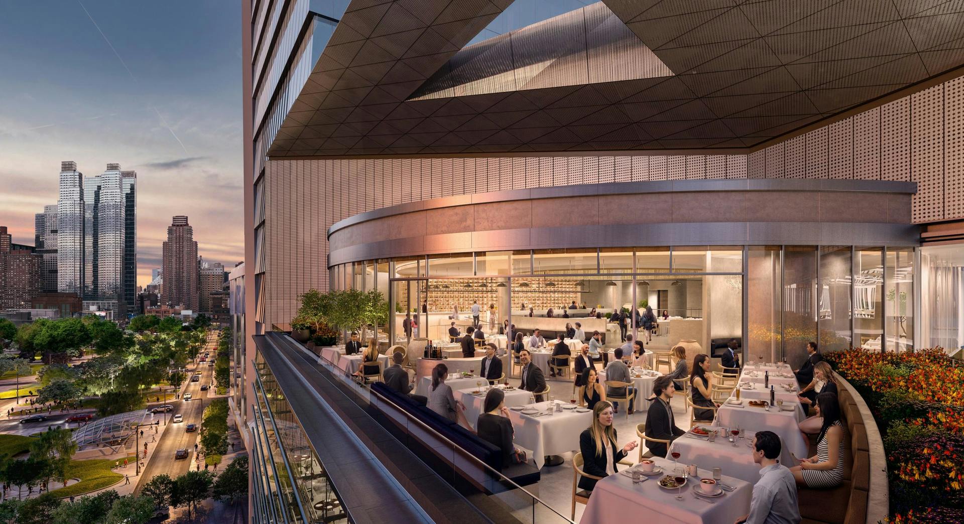 Hudson Yards in New York City and its offices and restaurants such as the Estiatorio Milos pictured above might have been a logical customer for Healthe&rsquo;s UV-C products, but it wasn&rsquo;t to be. (Photo credit: Image courtesy of Related-Oxford.)