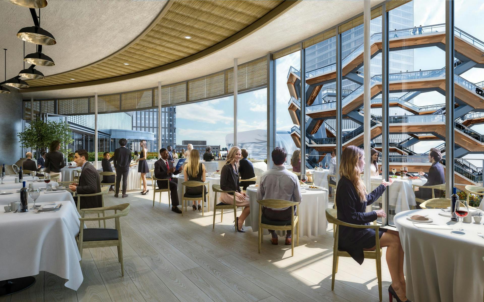 Manhattan's massive Hudson Yards project, where this restaurant is located, has been hit by the pandemic but sanitizing technologies like UV-C could help normality return. (Photo credit: Image courtesy of Hudson Yards.)
