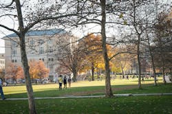 Pittsburgh’s Carnegie Mellon University is trying Big Ass UV-C fans in classrooms to help protect staff and students from airborne pathogens such as the novel coronavirus. (Photo credit: © Carnegie Mellon University. All rights reserved. Via Flickr.) Pittsburgh’s Carnegie Mellon University is trying Big Ass UV-C fans in classrooms to help protect staff and students from airborne pathogens such as the novel coronavirus. (Photo credit: © Carnegie Mellon University. All rights reserved. Via Flickr.)