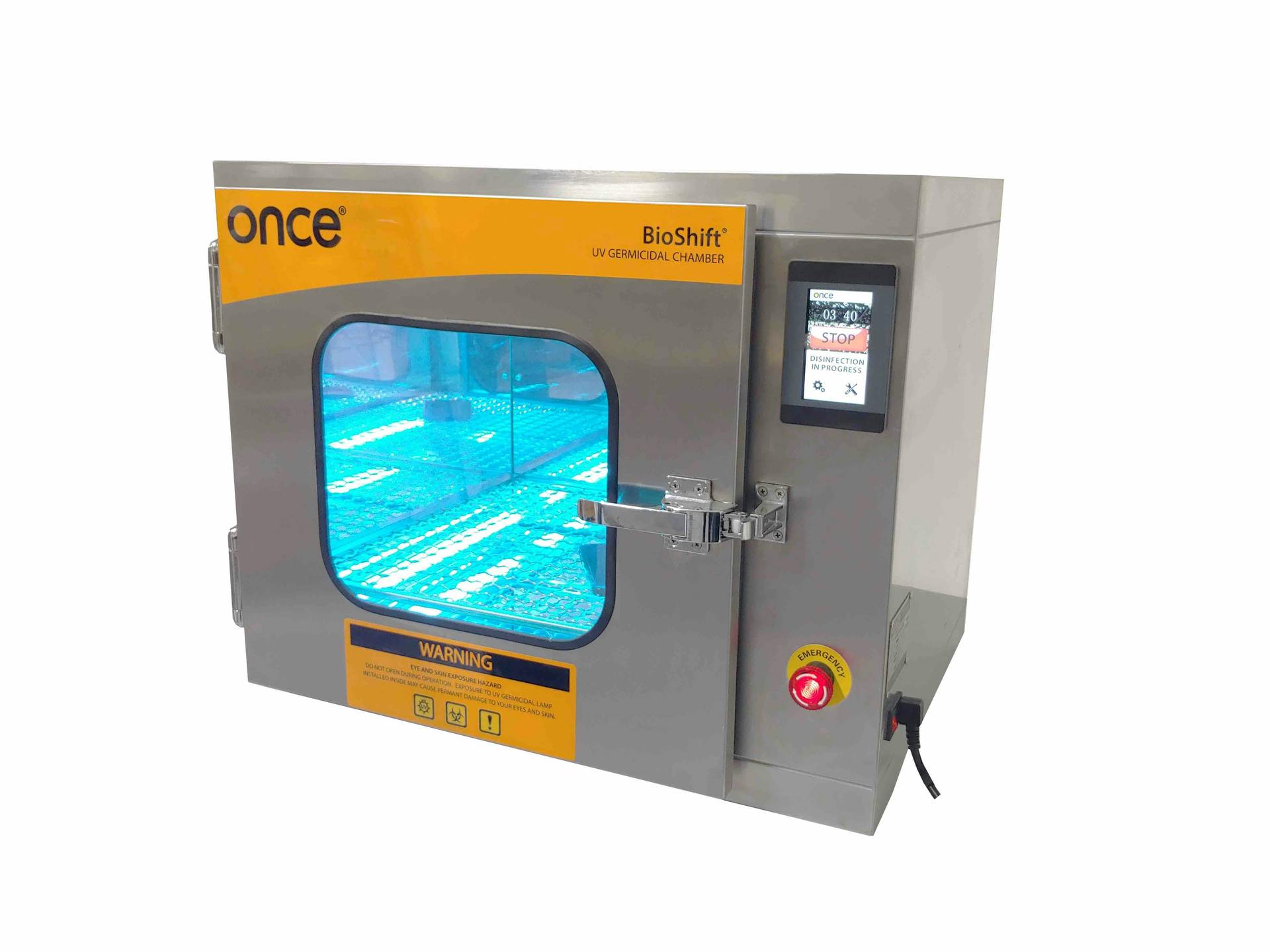 Signify UV-C lamps provide disinfection of agricultural products inside the BioShift germicidal chamber made by Once, the livestock lighting company that Signify acquired last year. Signify is now looking to broaden the uses for its UV-C products. (Photo credit: Image courtesy of Signify.)