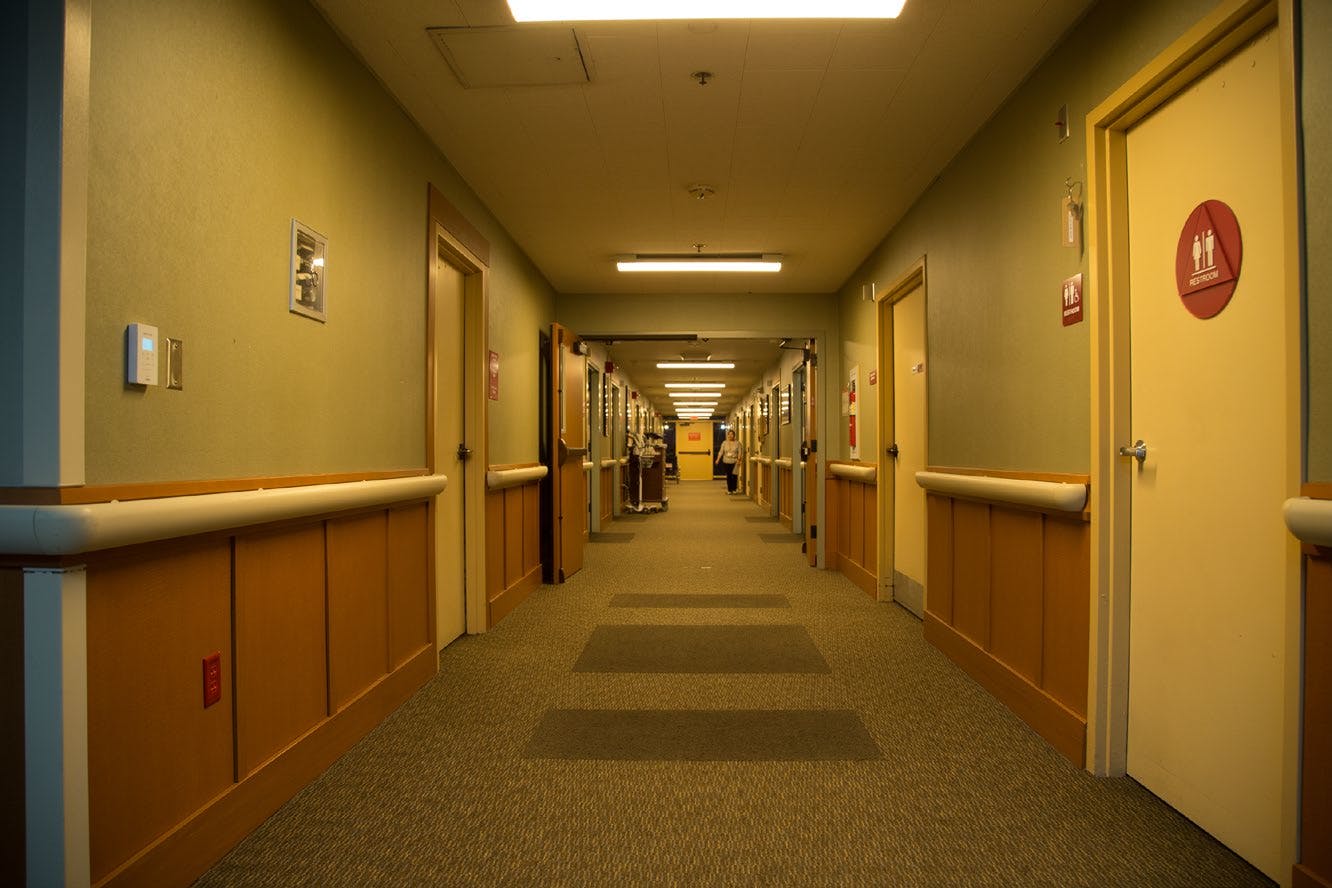 The Pacific Northwest National Laboratory (PNNL) has shared results of senior care-center study in which tunable solid-state lighting (SSL) was utilized in control and intervention scenarios. In this photo, nighttime corridor lighting was set at 2700K and dimmed to 20% output to gather data on its effect on residents&rsquo; sleeping and activity patterns. (Photo credit: Image courtesy of the Pacific Northwest National Laboratory/US Department of Energy Solid-State Lighting Program.)
