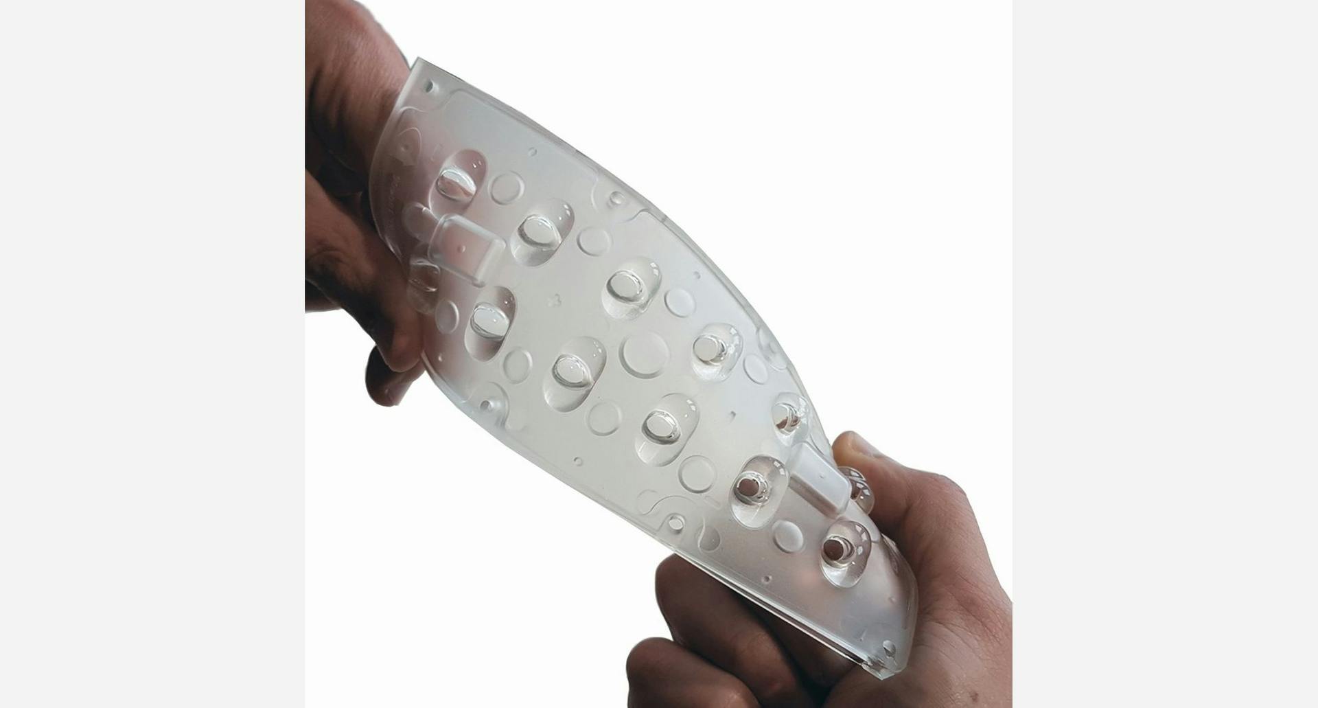 Khatod&rsquo;s 2019 Sapphire Award-winning Nactus 6x2 SIL silicone LED optic.