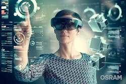 FIG. 1. Augmented reality (AR) device refinements will ultimately drive the penetration of the technology into applications in commercial and industrial, healthcare, and other sectors, in turn providing a significant boost to enabling technology players in solid-state lighting (SSL), optics, and optoelectronics markets. (Image credits: All images courtesy of Osram.) FIG. 1. Augmented reality (AR) device refinements will ultimately drive the penetration of the technology into applications in commercial and industrial, healthcare, and other sectors, in turn providing a significant boost to enabling technology players in solid-state lighting (SSL), optics, and optoelectronics markets. (Image credits: All images courtesy of Osram.)