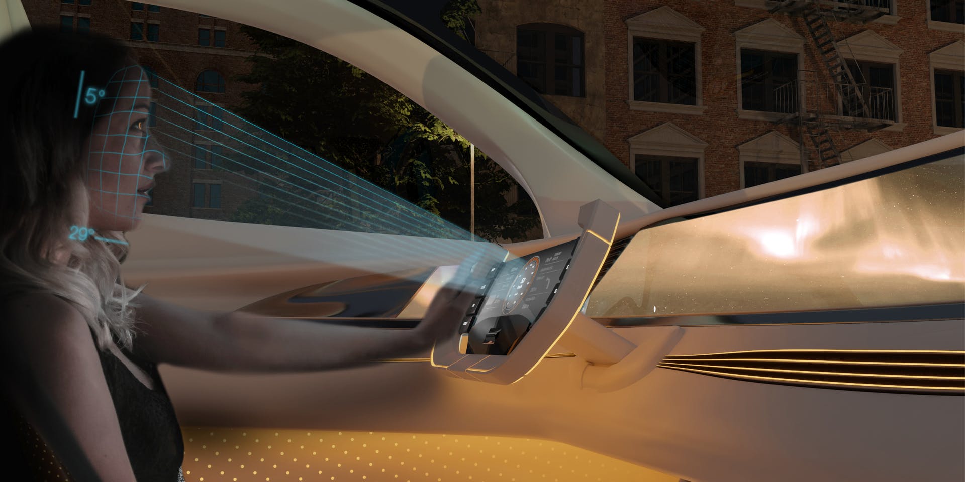 FIG. 1. A driver monitoring system uniformly illuminates the driver's face with infrared light to detect viewing direction or increasing fatigue. (Image credits: All images and illustrations courtesy of ams Osram.)