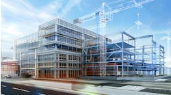 AI-generated image of building information modeling and construction project. AI-generated image of building information modeling and construction project.