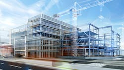 AI-generated image of building information modeling and construction project. AI-generated image of building information modeling and construction project.