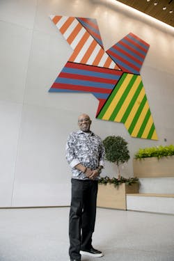 Rudolph Jean-Louis’ “Doctrine of Obscurity,” a 20- by 20-foot sculpture, appears at 400 Summer Street in Boston’s Seaport District. 400 Summer Street displays several ArtLifting artworks, all of which were selected for their visual impact and their ability to complement the property’s modern design. Rudolph Jean-Louis’ “Doctrine of Obscurity,” a 20- by 20-foot sculpture, appears at 400 Summer Street in Boston’s Seaport District. 400 Summer Street displays several ArtLifting artworks, all of which were selected for their visual impact and their ability to complement the property’s modern design.