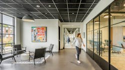 Business owners have light-filled common areas to complement their offices. Business owners have light-filled common areas to complement their offices.