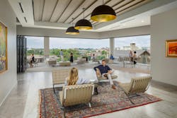 The building features two terraces, increasing the opportunity to work, relax, or entertain outdoors, boosting sustainability and wellness efforts for workers and the community at large. “Those two spaces provide endless value, not just to stop and look at views of different places in the city, but to have a whole host of different events,” explained K.J. Jacobs, principal at McMillan Pazdan Smith, architecture firm on the project. The building features two terraces, increasing the opportunity to work, relax, or entertain outdoors, boosting sustainability and wellness efforts for workers and the community at large. “Those two spaces provide endless value, not just to stop and look at views of different places in the city, but to have a whole host of different events,” explained K.J. Jacobs, principal at McMillan Pazdan Smith, architecture firm on the project.