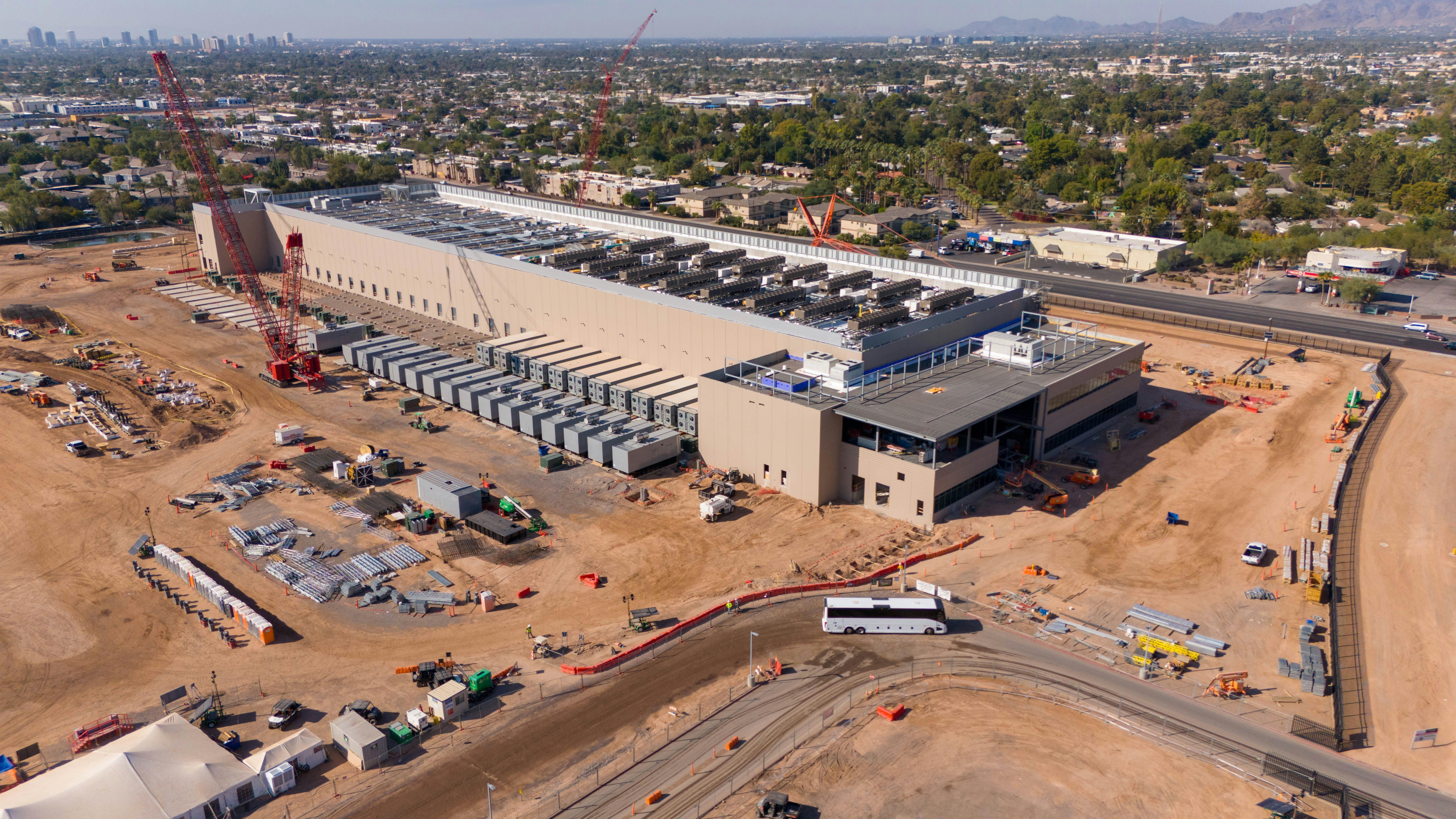 An aerial view of the QTS data center under construction in Phoenix, Arizona.