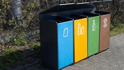 Color-coded and clearly labeled waste bins are one way to cut down on waste stream contamination. Color-coded and clearly labeled waste bins are one way to cut down on waste stream contamination.