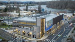 Mount Vernon Library Commons (MVLC) combines three amenities: library, public parking, and community center. One strategy to achieve its EUI of 12 was to keep the garage naturally ventilated with screens. Mount Vernon Library Commons (MVLC) combines three amenities: library, public parking, and community center. One strategy to achieve its EUI of 12 was to keep the garage naturally ventilated with screens.
