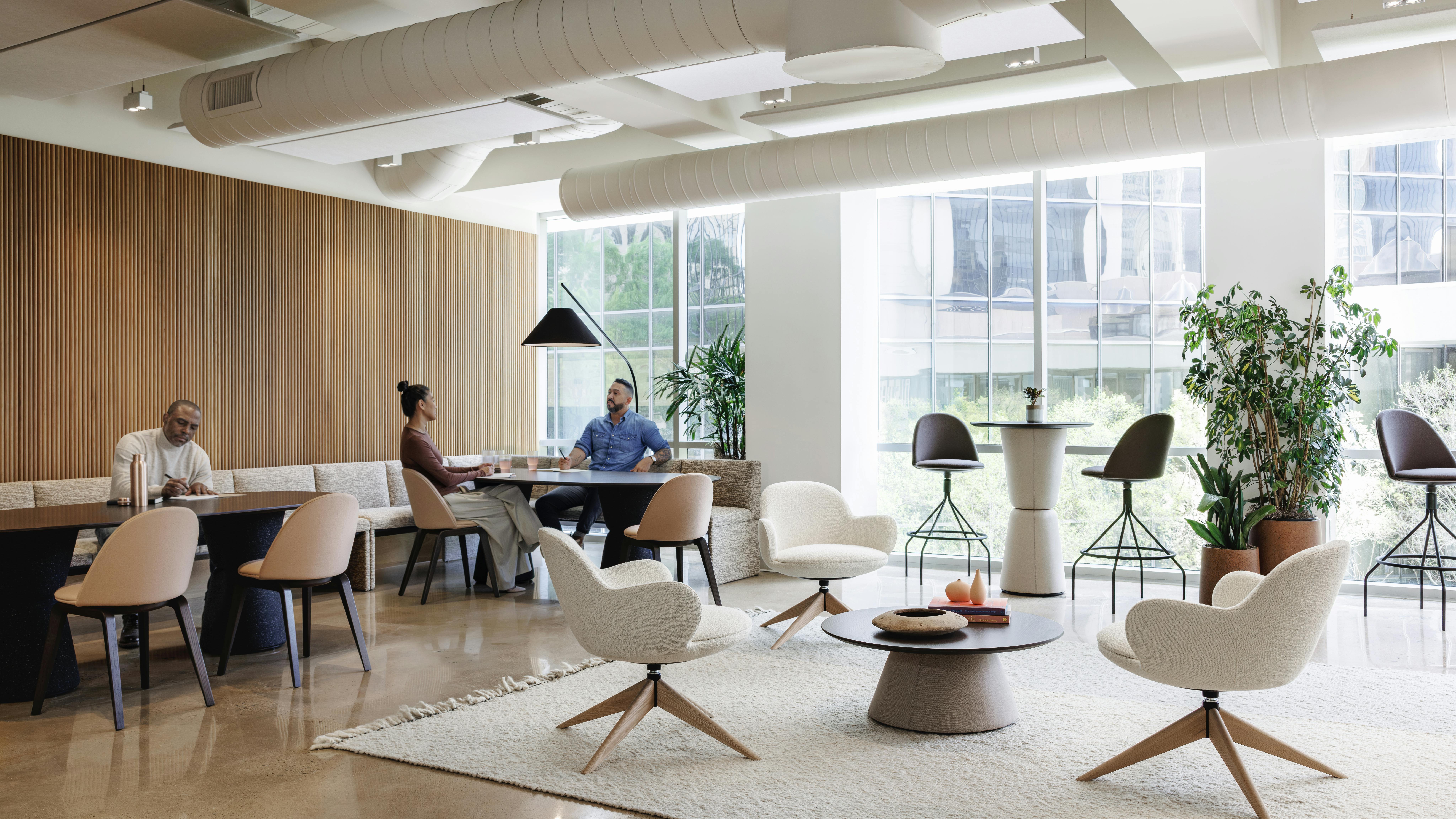 Residential-style furnishings help employees create a positive association with their office.