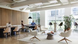 Residential-style furnishings help employees create a positive association with their office. Residential-style furnishings help employees create a positive association with their office.