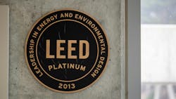 This LEED Platinum plaque appears on a concrete wall at a National Park Service building in San Francisco. This LEED Platinum plaque appears on a concrete wall at a National Park Service building in San Francisco.