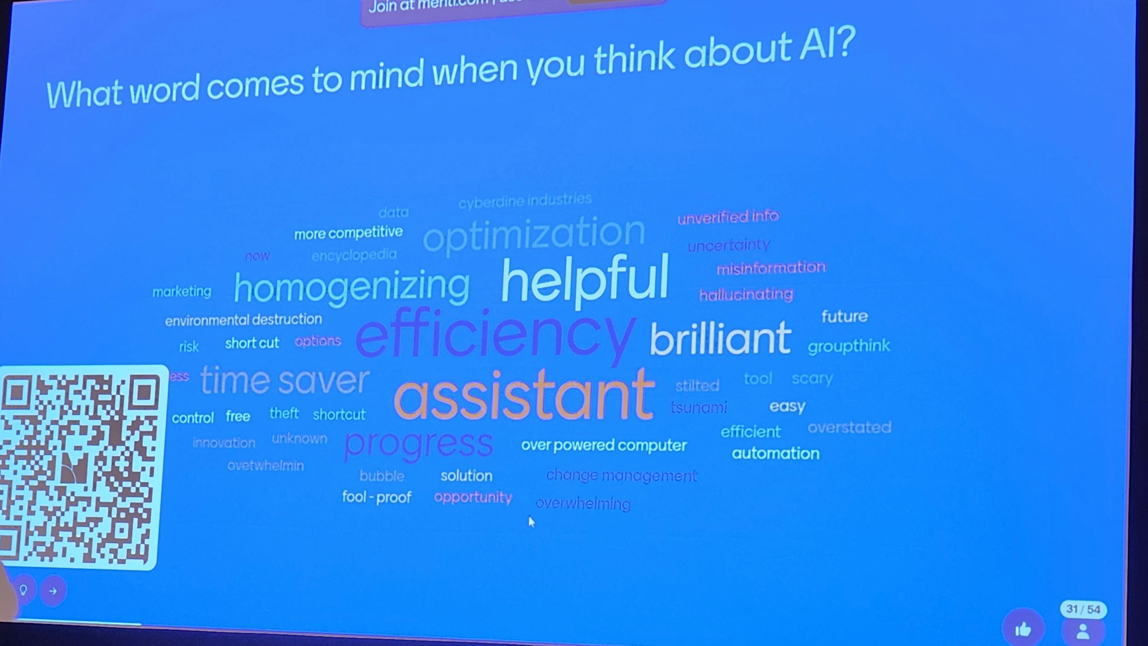 Attendees at the &ldquo;AI Strategies for Facility Leaders: Separating Fact from Fiction&rdquo; panel at the 2025 IFMA World Workplace conference were asked to share a word they associated with artificial intelligence. Answers ranged from &ldquo;helpful&rdquo; and &ldquo;assistant&rdquo; to &ldquo;scary&rdquo; and &ldquo;jobless.&rdquo;