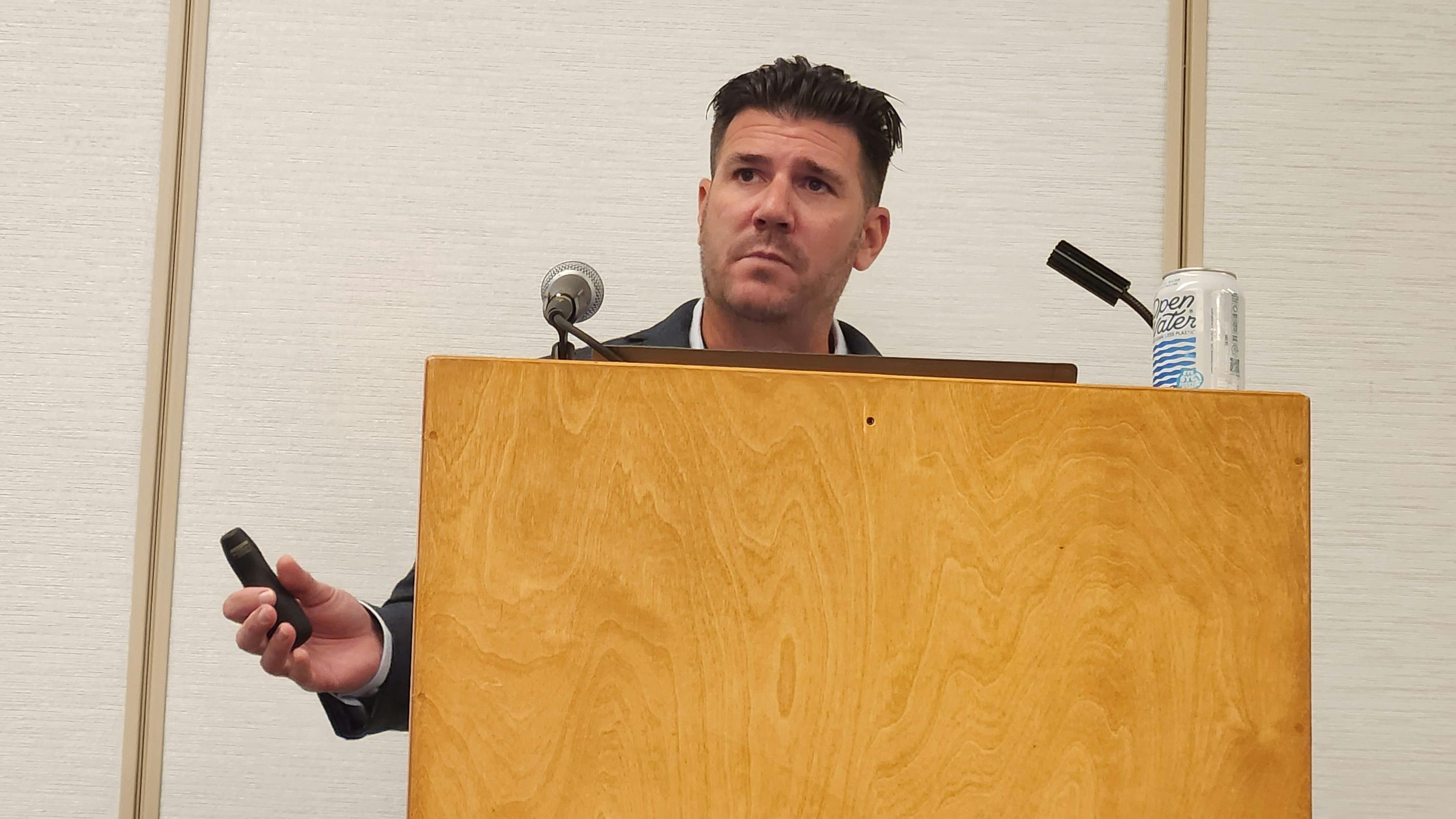 Kurt Kuntzmann, senior indirect purchasing and facilities manager for Toll Brothers, Inc., presents at the 2025 IFMA World Workplace conference.