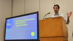 Robin Burton, director, global sustainable procurement, for CBRE, presents at the 2025 IFMA World Workplace conference. Robin Burton, director, global sustainable procurement, for CBRE, presents at the 2025 IFMA World Workplace conference.