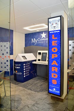 Texas-based My Community Credit Union opened this branch inside a high school. Students work alongside credit union employees to gain valuable experience and earn class credit. Texas-based My Community Credit Union opened this branch inside a high school. Students work alongside credit union employees to gain valuable experience and earn class credit.